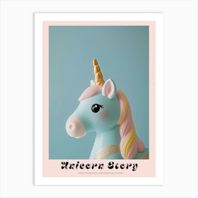 Pastel Blue Toy Unicorn Portrait Poster Art Print