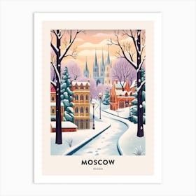 Vintage Winter Travel Poster Moscow Russia 3 Art Print