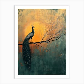 Peacock At Sunset Art Print