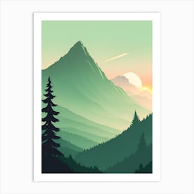 Misty Mountains Vertical Composition In Green Tone 206 Art Print