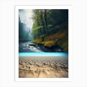 Dry Landscape With A River Art Print