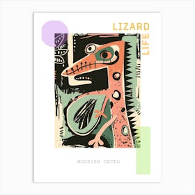 Forest Green Moorish Gecko Abstract Modern Illustration 5 Poster Art Print
