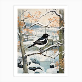 Winter Bird Painting Magpie 2 Art Print