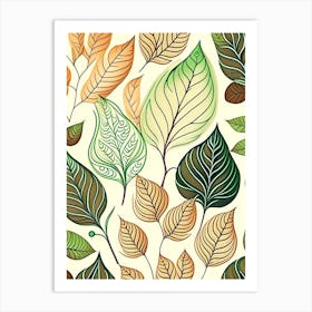 Leaf Pattern Warm Tones 2 Art Print