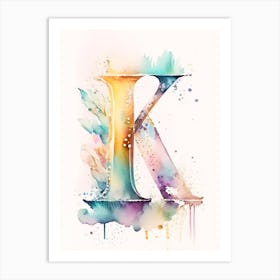 K, Letter, Alphabet Storybook Watercolour 1 Art Print