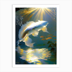 Platinum Ogon Koi Fish Monet Style Classic Painting Art Print