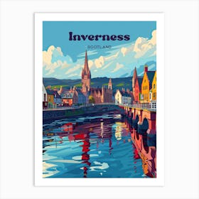 Inverness Scottish Highlands Travel Illustration Art Print