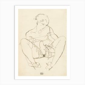 Woman Spreading Legs, Seated Woman In Chemise (1914), Egon Schiele Art Print