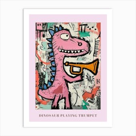 Abstract Dinosaur Scribble Playing The Trumpet 2 Poster Art Print