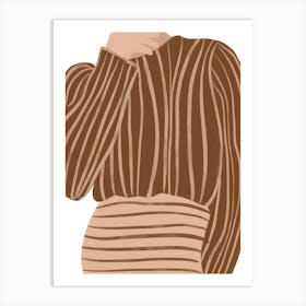 Woman In A Brown Sweater Art Print