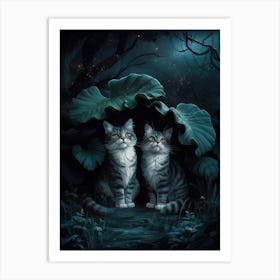 Two Cats In The Forest 1 Art Print