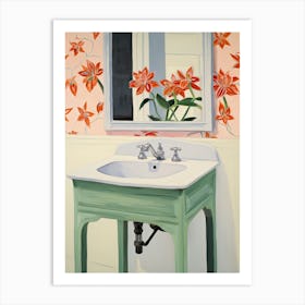 Bathroom Vanity Painting With A Amaryllis 3 Art Print