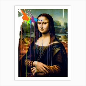 A Photo Of The Mona Lisa With A Large Splash Art Print