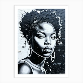 Graffiti Mural Of Beautiful Black Woman 215 Art Print