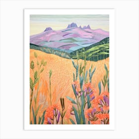 Corn Du Wales Colourful Mountain Illustration Art Print