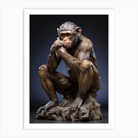 Thinker Monkey Statue 1 Art Print