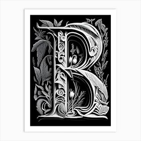 B, Letter, Alphabet Linocut 1 Art Print