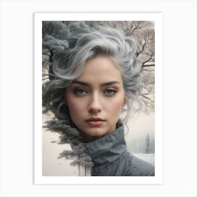 Girl With Gray Hair Print Art Print