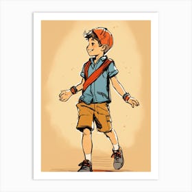 Boy With Backpack 1 Art Print