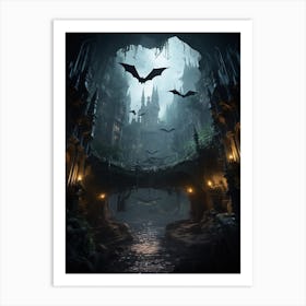 Silhouette Of Bats  Illustration 2 Art Print