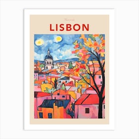 Lisbon Portugal 7 Fauvist Travel Poster Art Print