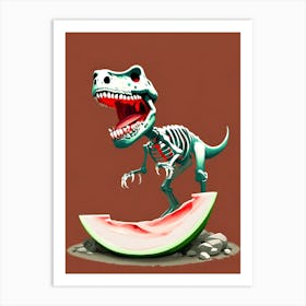 Dino eat melon - How to be vegetarian 2 Art Print