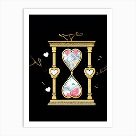 Unity Of Time Money And Love Symbolized By An Intricate Icon Featuring An Hourglass Intertwined Wi Art Print