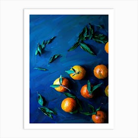 Oranges On Blue Art Print