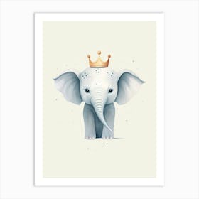 Little Elephant 1 Wearing A Crown Art Print