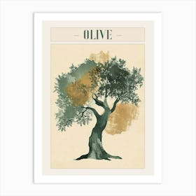 Olive Tree Minimal Japandi Illustration 1 Poster Art Print