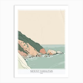 Mount Tamalpais Usa Color Line Drawing 3 Poster Art Print