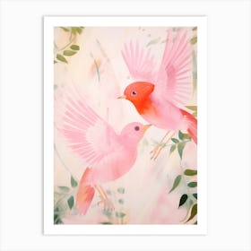 Pink Ethereal Bird Painting Robin 2 Art Print