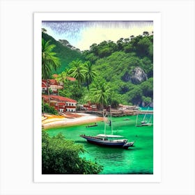 Angra Dos Reis Brazil Soft Colours Tropical Destination Art Print