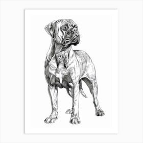 Bullmastiff Dog Line Sketch 2 Art Print