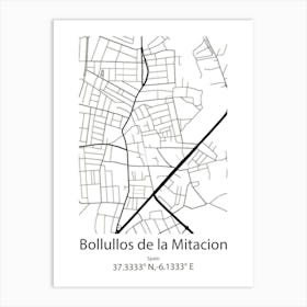 Bollullos De La Mitacion,Spain Minimalist Map Art Print