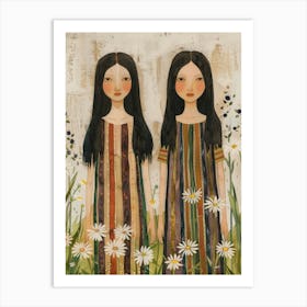 Two Girls In Daisies Art Print