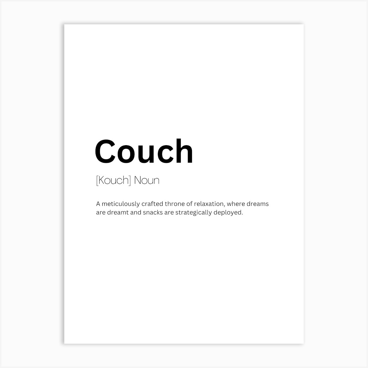 Couch Definition Meaning Art Print by Kaigozen
