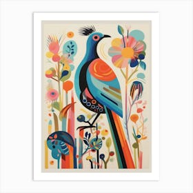 Colourful Scandi Bird Pheasant 2 Art Print