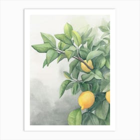 Lemon Tree Atmospheric Watercolour Painting 1 Art Print
