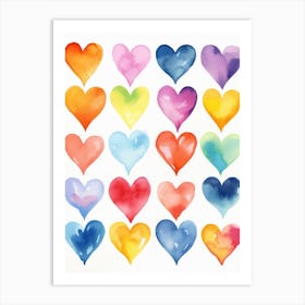 Watercolor Hearts 3 Art Print
