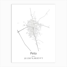 Peto,Mexico Minimalist Map Art Print