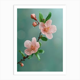 A Slender Peach Blossom Branch Hangs In The Air Poster