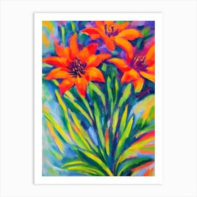 Inca Lily Floral Print Abstract Block Colour 2 Flower Art Print