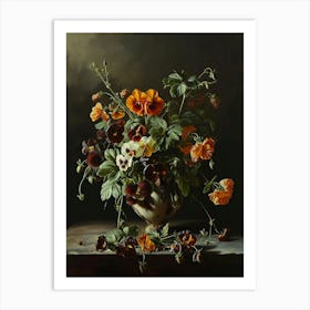 Baroque Floral Still Life Aconitum 2 Art Print