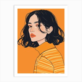 Girl In Orange Sweater Art Print