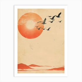 Sunset With Birds 1 Art Print