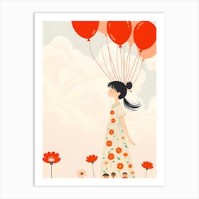 Girl With Red Balloons 2 Art Print