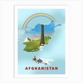 Afghanistan Travel map Art Print