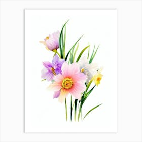 Daffodils Watercolour Flower Art Print