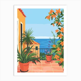 Balcony With Potted Plants Art Print